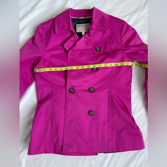 Banana Republic Fuchsia Double-Breasted Short Trench Coat Size S Spring Style - Picture 5 of 10